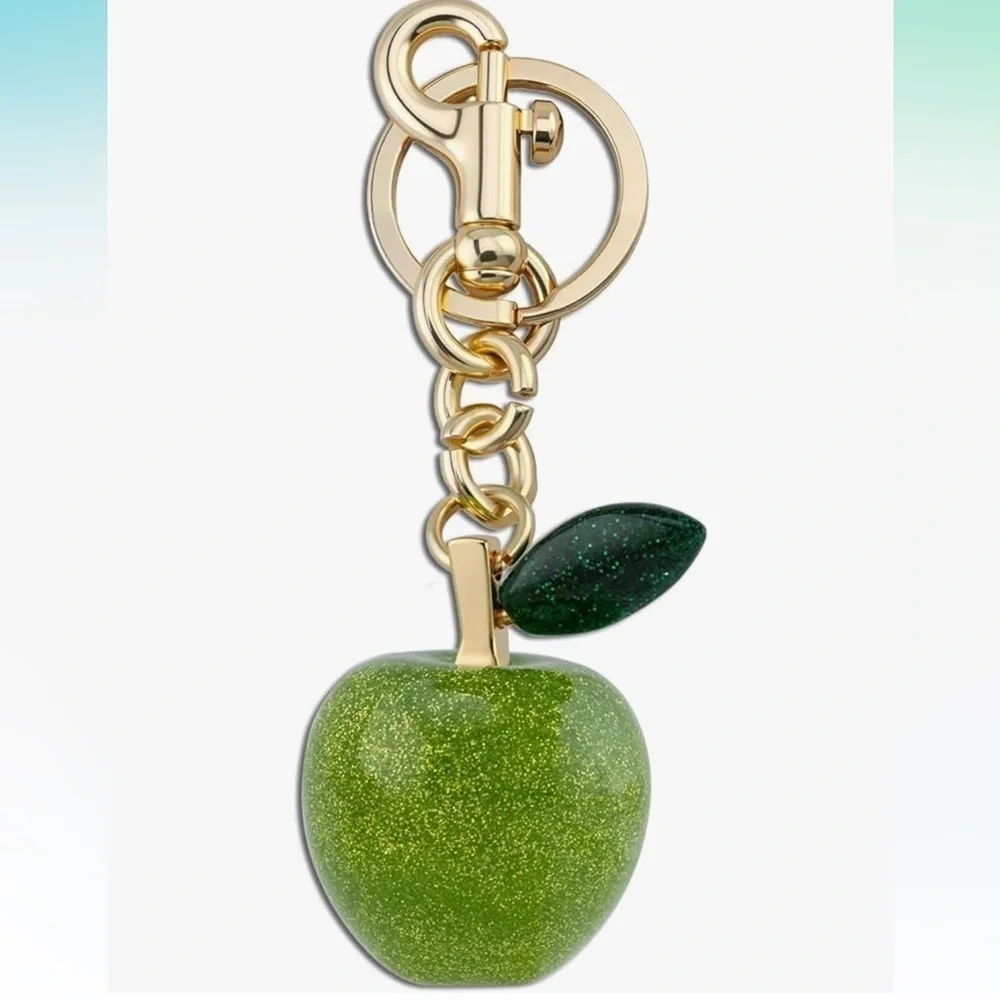 Green Apple purse charm gold clip on Accessory looks so cute on your bag